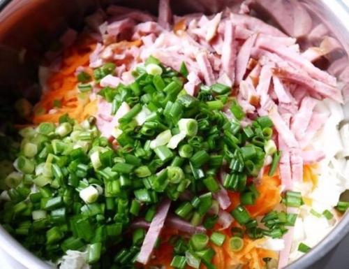 Салат из пекинской капусты с ветчиной. 06