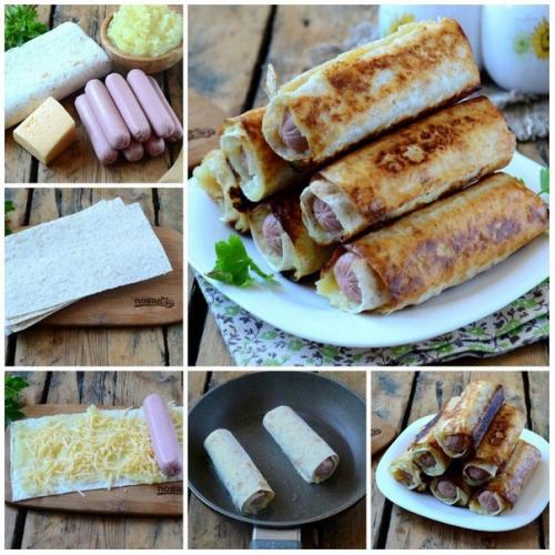 Сосиски в картофельно - сырной шубке.