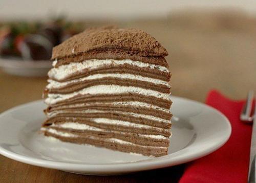 Блинный шоколадный торт на завтрак. 05