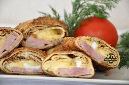 Блинчики с начинкой в ПАНИРОВКЕ. 07