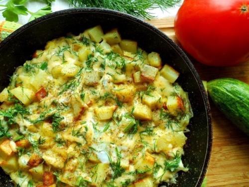 Картошка с сыром на сковороде. Картошка с сыром на сковороде.