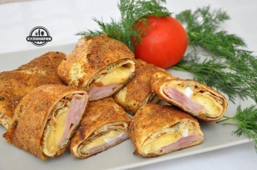 Блинчики с начинкой в ПАНИРОВКЕ.