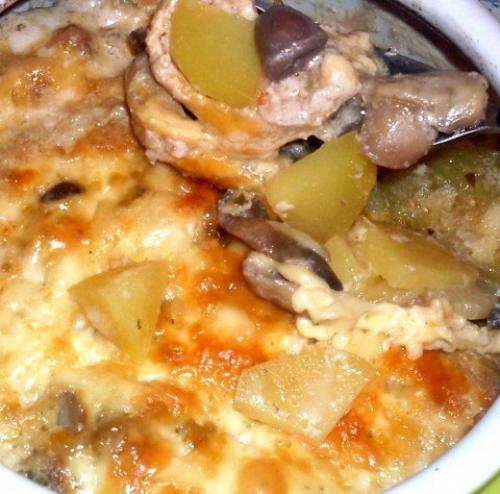 Жаркое из сердечек с грибами в горшочке или очень быстрый вкусный ужин.