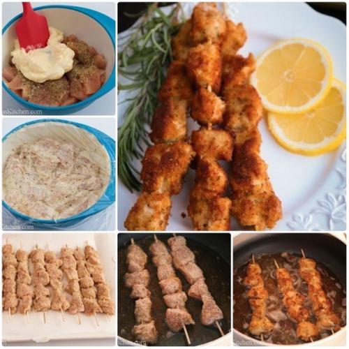 Куриные наггетсы - шашлык на шпажках.