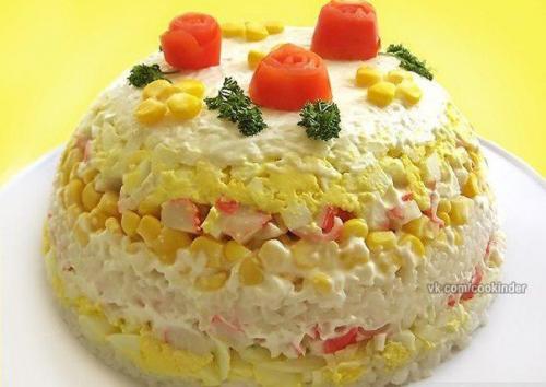 Салаты с крабовыми палочками (мясом). 05