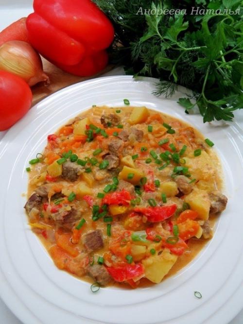 Нежное жаркое из говядины с овощами. 01