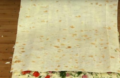 Вкусный рецептик из лаваша с начинкой. 06