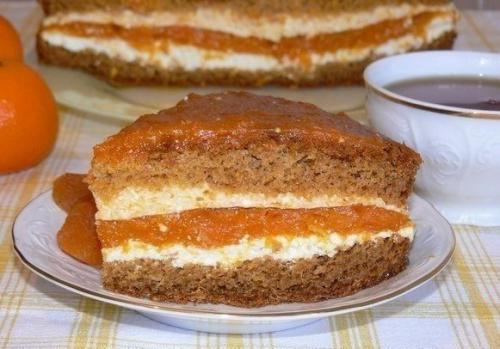 Торт с курагой и творогом.