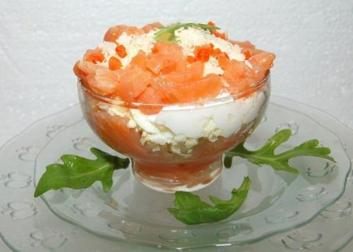 Слоеный салат с семгой.