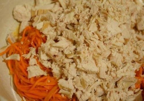 Салат с курицей и морковью по-корейски. 02