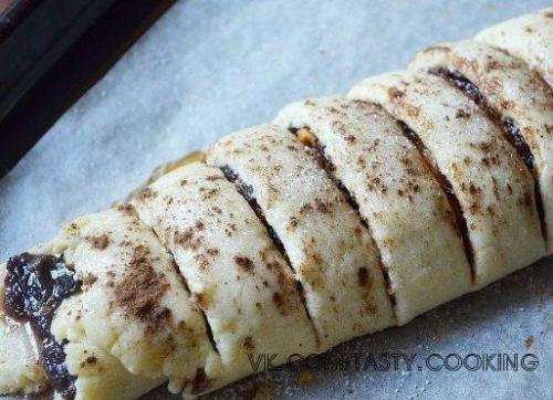 Творожное печенье - рулет с вареньем, орехами и изюмом. 07 Творожное печенье - рулет с вареньем, орехами и изюмом. 07