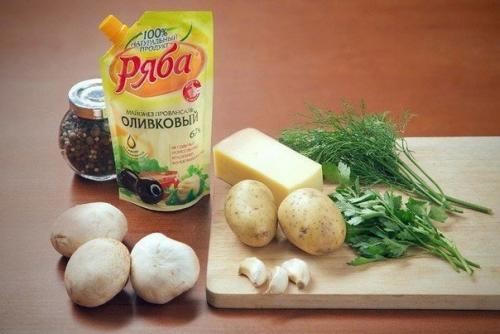 Фаршированные шампиньоны.  Ингредиенты: 01