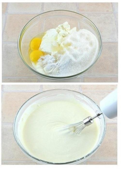 Творожный пирог с персиками. 06