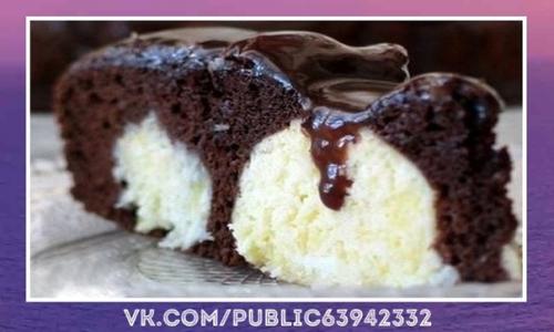 Настоящая вкуснятина.  Шоколадный пирог с творожными шариками! 06