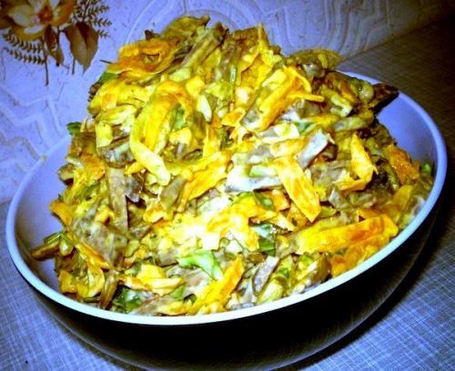 Печёночный салат.   Ингредиенты: