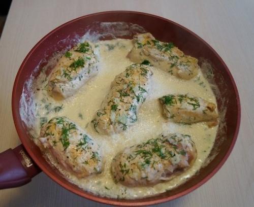 Рулетики Кордон Блю в сливочном соусе. 01