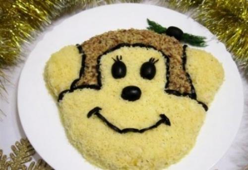 Новогодний салат Обезьянка. 09