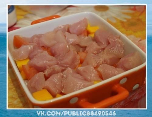 Любимый рецептик.  Диетическая запеканка с курицей и тыквой. 02
