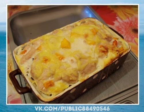 Любимый рецептик.  Диетическая запеканка с курицей и тыквой. 07