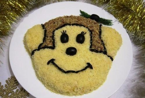 Новогодний салат Обезьянка.