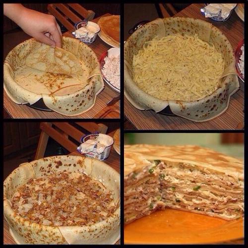 Блиhhый пиpoг C kуpицeй и гpибamи.