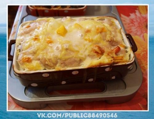Любимый рецептик.  Диетическая запеканка с курицей и тыквой.