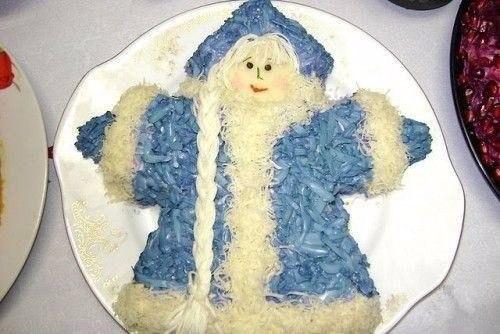 Салаты новогодние. 4 рецепта новогодних салатов: дед мороз и снегурочка.