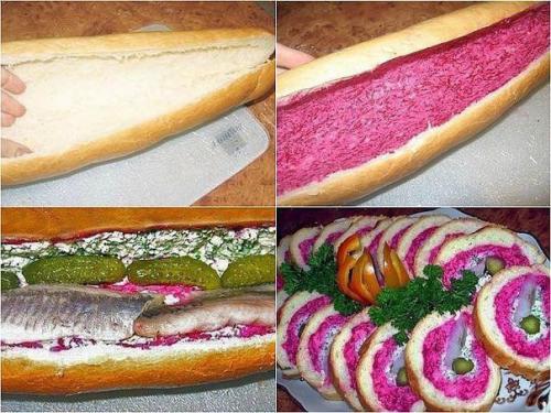 Шуба в шубке. Оригинальная праздничная закуска - рулет.