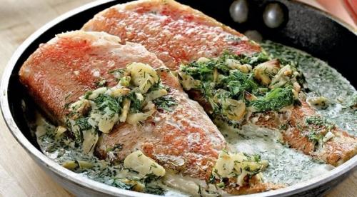 Окунь под чeсночным соусом. Окунь под чeсночным соусом.