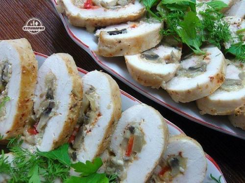 Куриные рулетики с грибами. 09