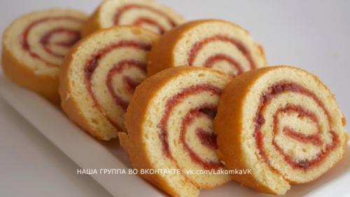 Бисквитный рулет нежный. 02