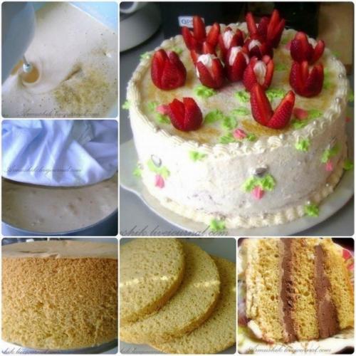 Высокий, нежный бисквит для торта (без духовки). Высокий, нежный бисквит для торта (без духовки).