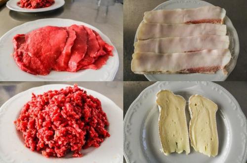 Мясные тюльпаны.  Мы берем 5-6 тонко нарезанных кусков говядины. 01
