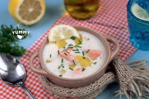 Сливочный суп с лососем и картофелем. 01