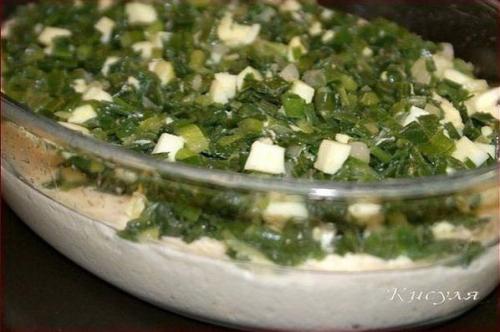 Быстрый (заливной) пирог с зелёным луком и яйцом. 03