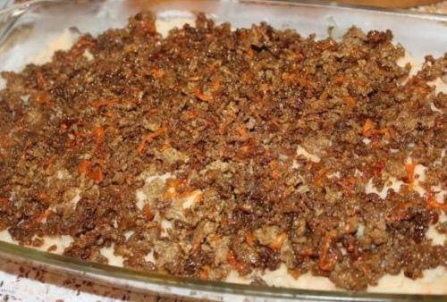 Картофельная запеканка с фаршем и грибами. 08