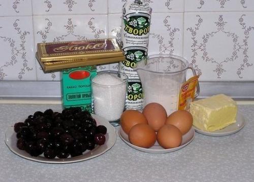 Брауни с творогом и вишней. 01