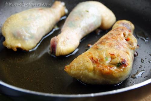 Куриные голени, фаршированные шампиньонами. 07