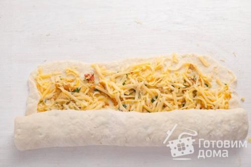 Творожные булочки с курицей и лисичками. 08