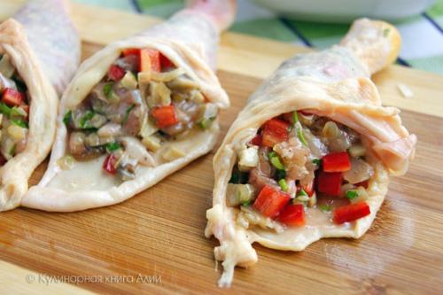 Куриные голени, фаршированные шампиньонами. 05