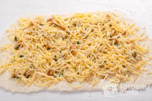 Творожные булочки с курицей и лисичками. 07