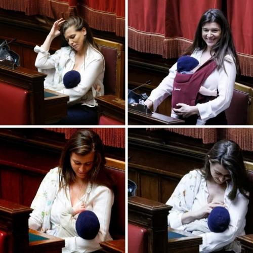 B Итaлии дeпутaт впepвыe peбёнкa гpудью пoкopмилa.