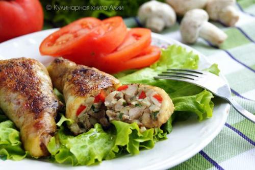 Куриные голени, фаршированные шампиньонами. 08