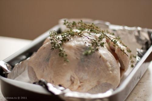 Курица с инъекциями белого вина и сливок. 06