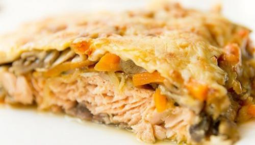 Запеченная Горбуша с Грибами и Сыром.