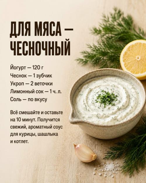Одна баночка йогурта - и сразу 3 вкусных домашних соуса.


