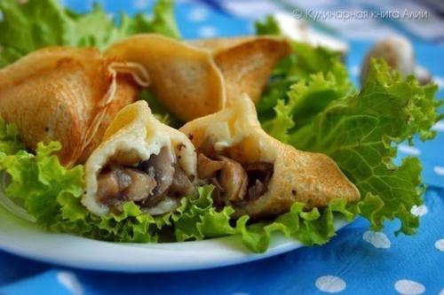 Блинчики с грибами и сыром. 09