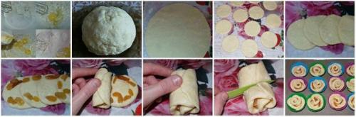 Творожное - мини булочки с изюмом Розочки. 01