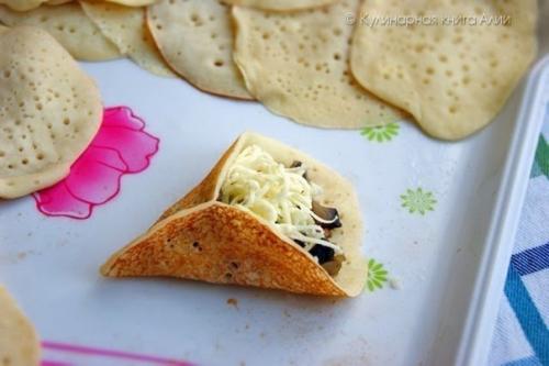 Блинчики с грибами и сыром. 06