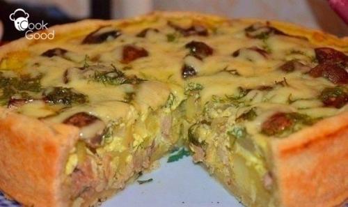 Пирог с курицей и картофелем.